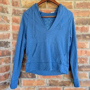 Vtg Nike ACG Drawstring Hoodie Kanga Pocket Blue Organic Cotton Women Sz Med